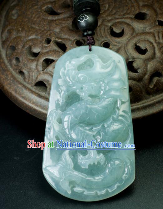 Chinese Traditional Jewelry Accessories Carving Dragon Jade Craft Handmade Jadeite Pendant