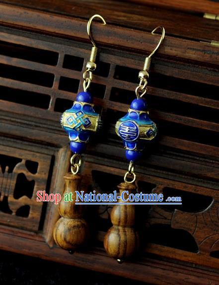 Chinese Traditional Jewelry Accessories Ancient Hanfu Blueing Earrings for Women