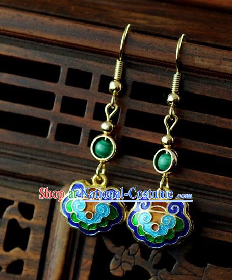 Chinese Traditional Jewelry Accessories Ancient Hanfu Blueing Earrings for Women