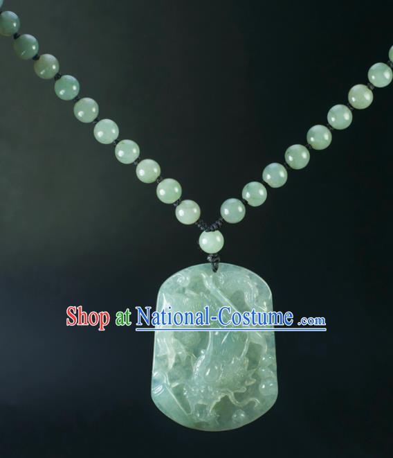 Chinese Traditional Jewelry Accessories Carving Jade Dragon Craft Handmade Jadeite Pendant