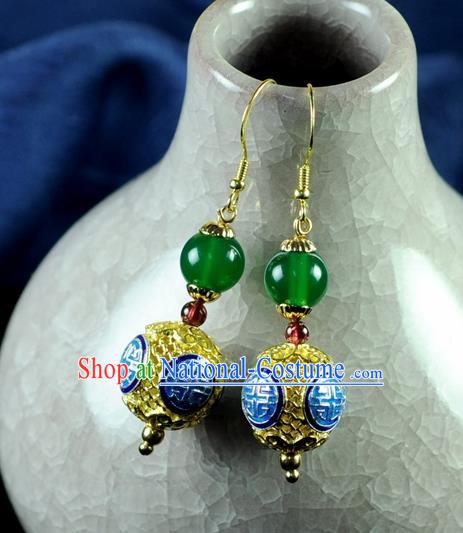 Chinese Traditional Jewelry Accessories Ancient Hanfu Blueing Earrings for Women