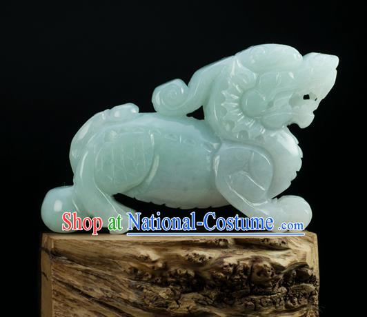 Chinese Traditional Jewelry Accessories Jade Carving Craft Handmade Jadeite Kylin Pendant