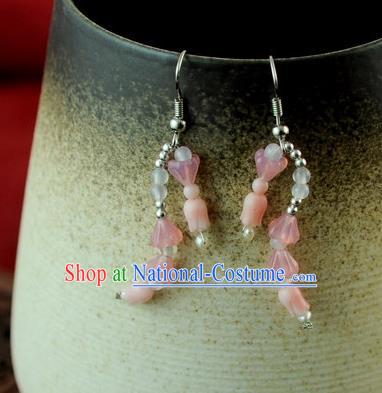 Chinese Traditional Jewelry Accessories Ancient Hanfu Pink Earrings for Women