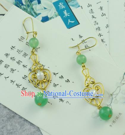 Chinese Traditional Ear Jewelry Accessories Ancient Hanfu Aventurine Earrings for Women