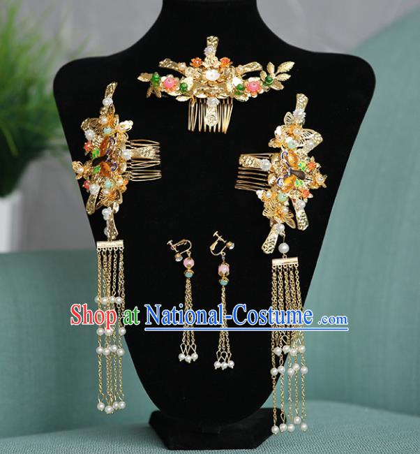 Chinese Traditional Wedding Hair Clips Hair Accessories Ancient Bride Hairpins for Women