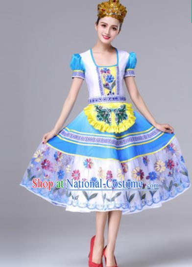 Traditional Russia Folk Dance Yellow Dress Stage Performance Costumes for Women