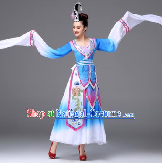 Traditional Chinese Classical Dance Blue Dress Ancient Peri Dance Costume for Women