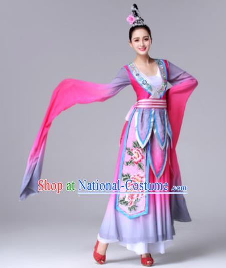 Traditional Chinese Classical Dance Rosy Dress Ancient Peri Dance Costume for Women