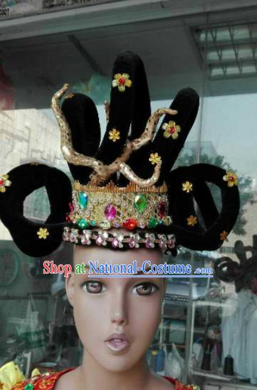 Chinese Traditional Classical Dance Hair Accessories Ancient Peri Wigs for Women