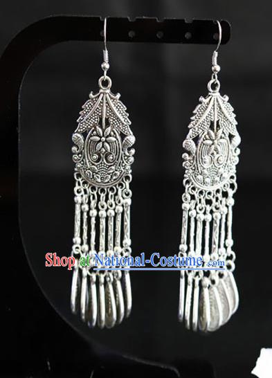 Chinese Traditional Miao Nationality Accessories Wedding Sliver Earrings for Women