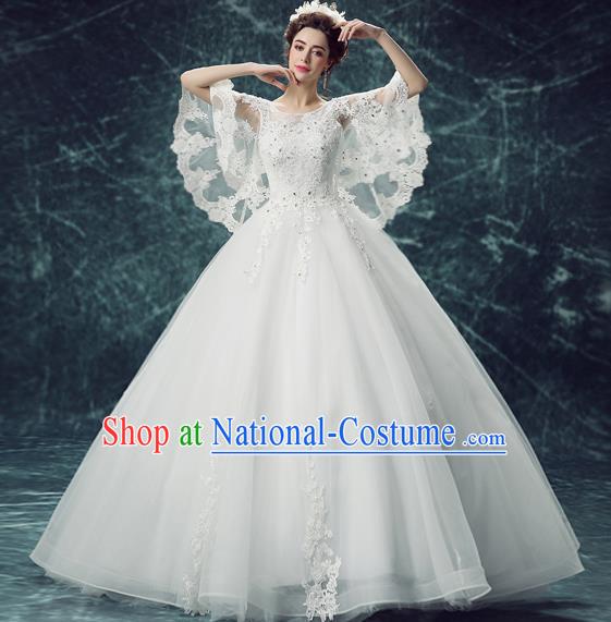 Top Grade Handmade Fancy Wedding Dress Princess White Wedding Gown for Women