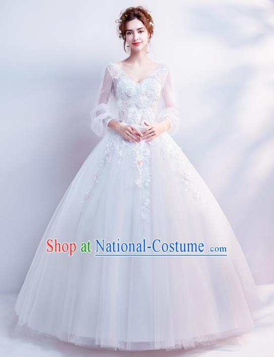 Top Grade Fancy Wedding Dress Handmade Princess Wedding Gown for Women