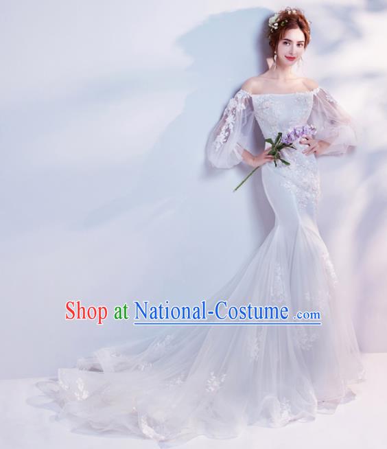 Top Grade Fancy Wedding Mermaid Dress Handmade Princess Wedding Gown for Women