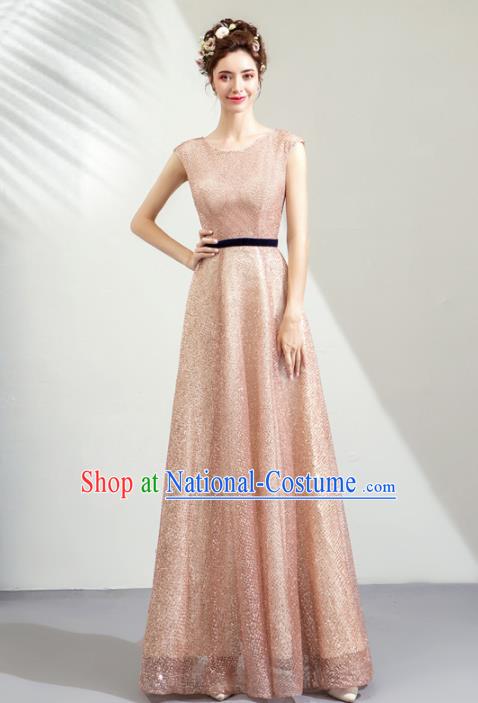 Top Grade Handmade Catwalks Costumes Compere Champagne Formal Dress for Women