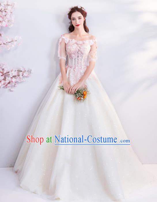 Top Grade Handmade Fancy Wedding Dress Princess Wedding Veil Gown for Women