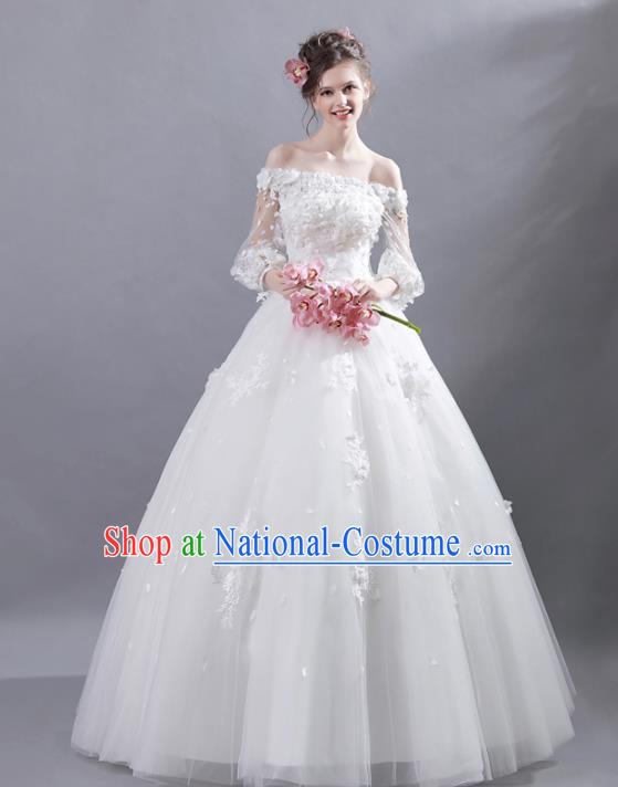 Top Grade Princess Wedding Dress Handmade Fancy Veil Wedding Gown for Women