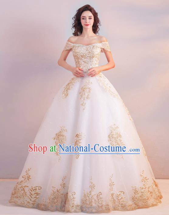 Handmade Top Grade Princess Embroidered Wedding Dress Fancy Wedding Gown for Women