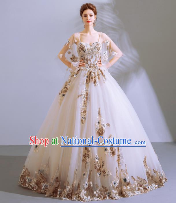 Handmade Princess Embroidered Wedding Dress Fancy Wedding Gown for Women