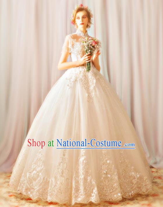 Handmade Princess Wedding Dress Fancy Embroidered Wedding Gown for Women