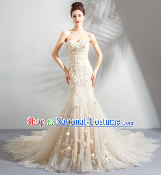 Handmade Princess Wedding Veil Dress Fancy Embroidered Wedding Gown for Women