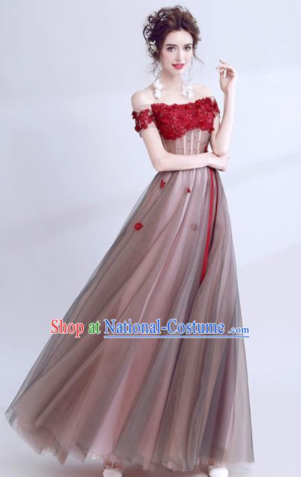 Handmade Strapless Evening Dress Compere Costume Catwalks Angel Full Dress for Women