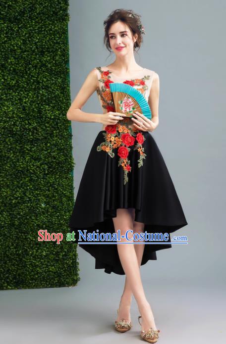 Handmade Embroidered Peony Evening Dress Compere Costume Catwalks Angel Full Dress for Women