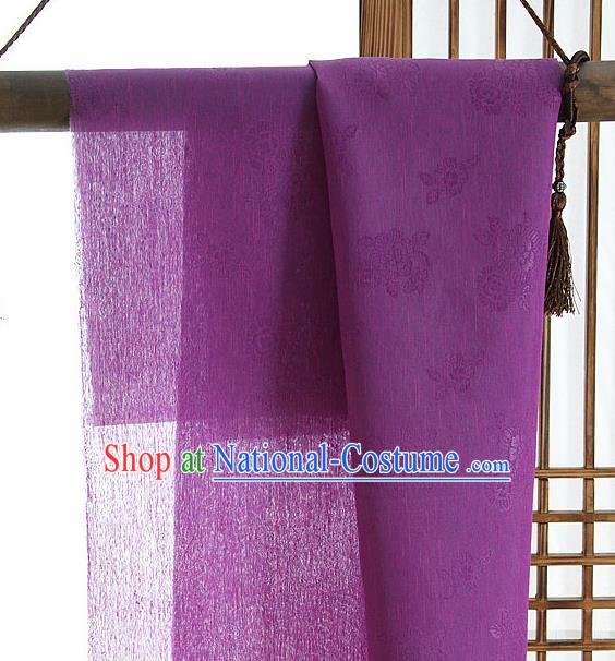 Asian Korean Traditional Deep Purple Tough Silk Fabric Hanbok Silk Material