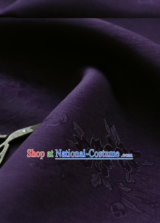 Asian Korean Traditional Deep Purple Tajung Fabric Classical Pattern Thin Tough Silk Fabric Hanbok Silk Material