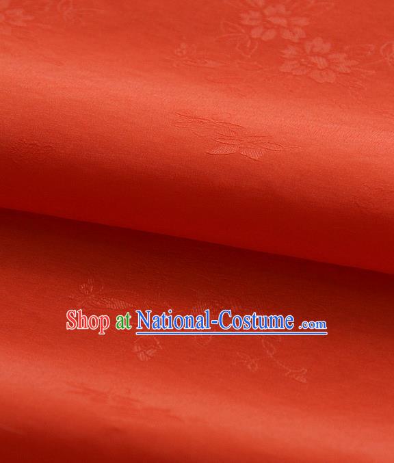 Asian Korean Traditional Orange Tajung Fabric Classical Pattern Thin Tough Silk Fabric Hanbok Silk Material