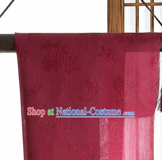 Asian Korean Traditional Wine Red Tough Silk Fabric Hanbok Silk Material