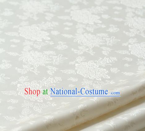 Asian Traditional Palace Drapery Korean Hanbok White Brocade Satin Fabric