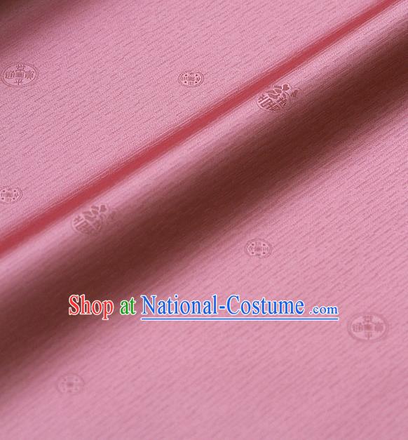 Asian Traditional Classical Pattern Peach Pink Silk Drapery Korean Hanbok Palace Brocade Fabric