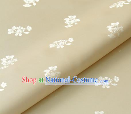 Asian Korean Ancient Costume Beige Brocade Traditional Palace Pattern Satin Fabric Silk Fabric Material