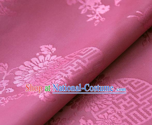 Asian Korean Ancient Costume Amaranth Brocade Traditional Palace Pattern Satin Fabric Silk Fabric Material