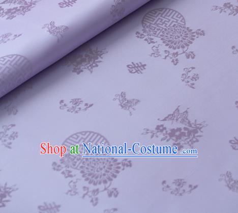 Asian Korean Ancient Costume Lilac Brocade Traditional Palace Pattern Satin Fabric Silk Fabric Material