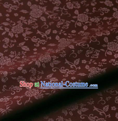 Asian Korean Ancient Costume Rust Red Brocade Traditional Palace Pattern Satin Fabric Silk Fabric Material