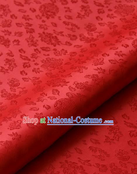 Asian Korean Classical Red Brocade Traditional Palace Pattern Satin Fabric Silk Fabric Material