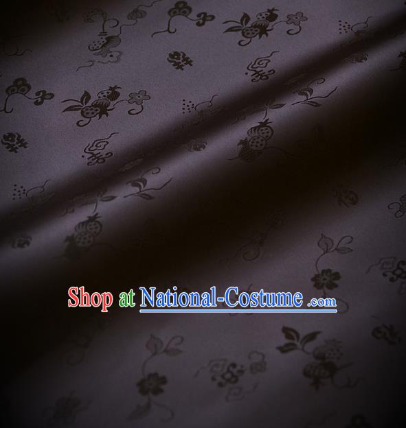 Traditional Asian Black Brocade Classical Cucurbit Pattern Drapery Korean Hanbok Palace Satin Silk Fabric