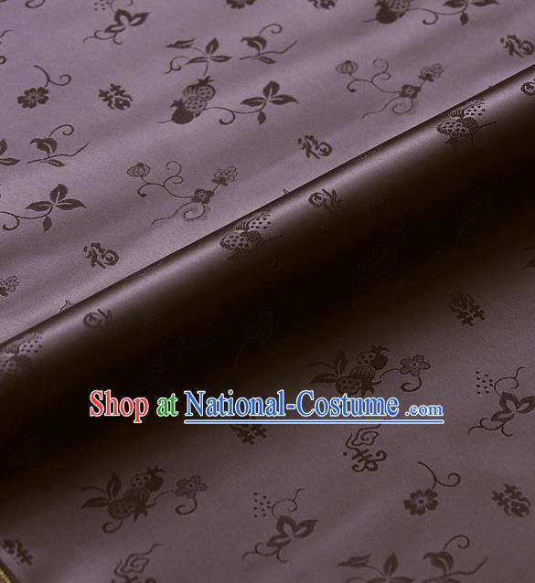 Traditional Asian Brown Brocade Classical Cucurbit Pattern Drapery Korean Hanbok Palace Satin Silk Fabric