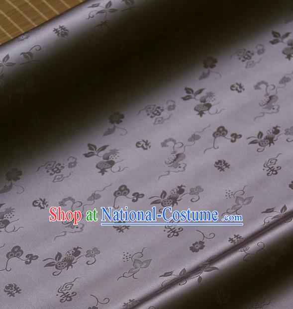 Traditional Asian Grey Brocade Classical Cucurbit Pattern Drapery Korean Hanbok Palace Satin Silk Fabric