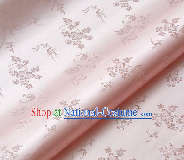 Traditional Asian Classical Grape Pattern Pink Brocade Drapery Korean Hanbok Palace Satin Silk Fabric