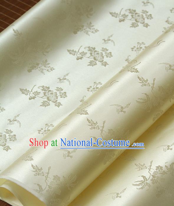 Traditional Asian Classical Grape Pattern Yellow Brocade Drapery Korean Hanbok Palace Satin Silk Fabric