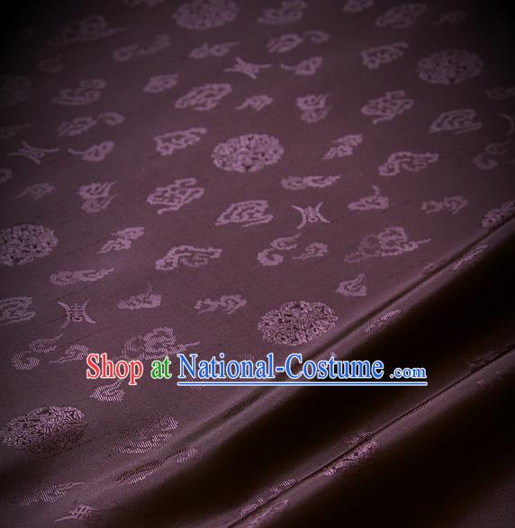 Traditional Asian Rufous Brocade Drapery Korean Hanbok Palace Satin Silk Fabric