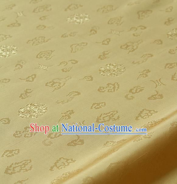 Traditional Asian Golden Brocade Drapery Korean Hanbok Palace Satin Silk Fabric