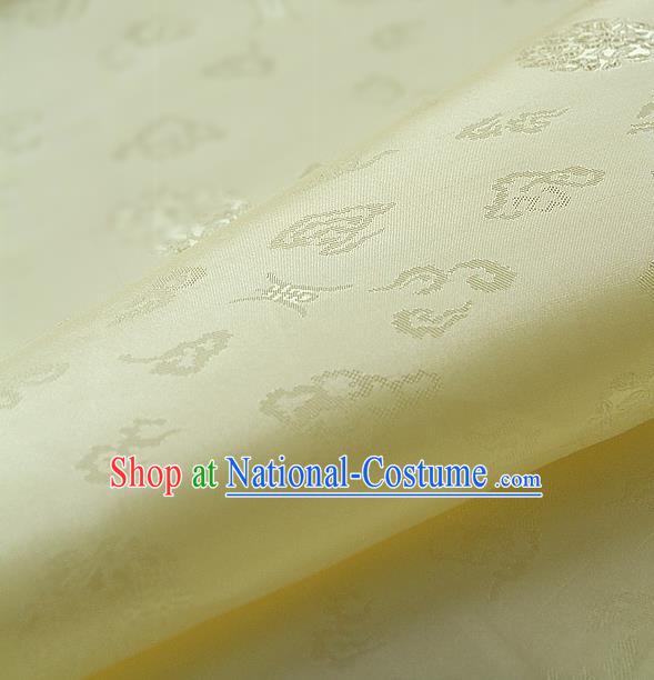 Traditional Asian Yellow Brocade Drapery Korean Hanbok Palace Satin Silk Fabric