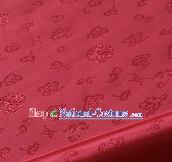 Traditional Asian Watermelon Red Brocade Drapery Korean Hanbok Palace Satin Silk Fabric