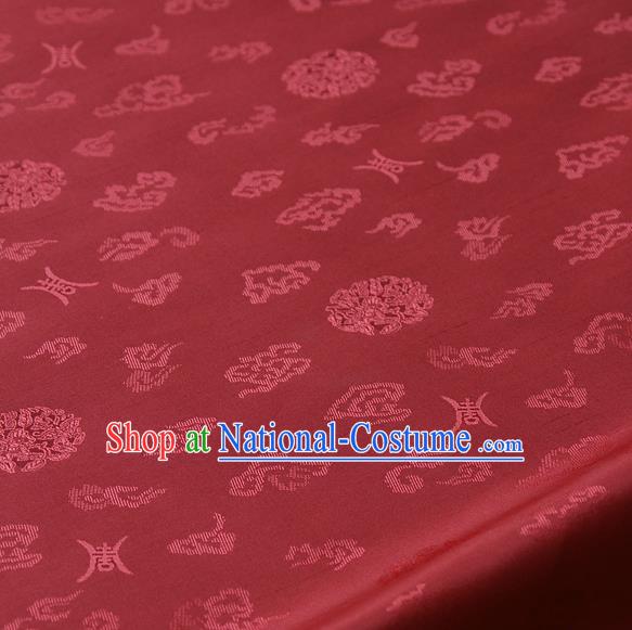 Traditional Asian Red Brocade Drapery Korean Hanbok Palace Satin Silk Fabric