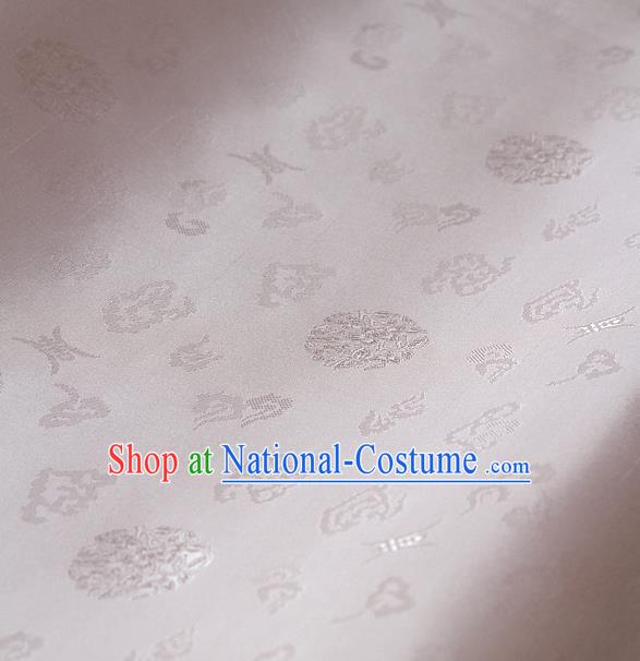 Traditional Asian White Brocade Drapery Korean Hanbok Palace Satin Silk Fabric