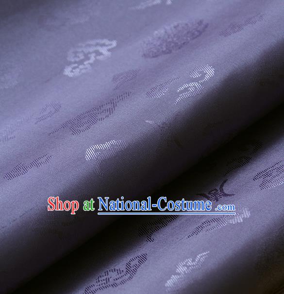 Traditional Asian Deep Purple Brocade Drapery Korean Hanbok Palace Satin Silk Fabric