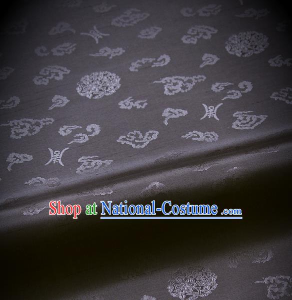 Traditional Asian Grey Brocade Drapery Korean Hanbok Palace Satin Silk Fabric